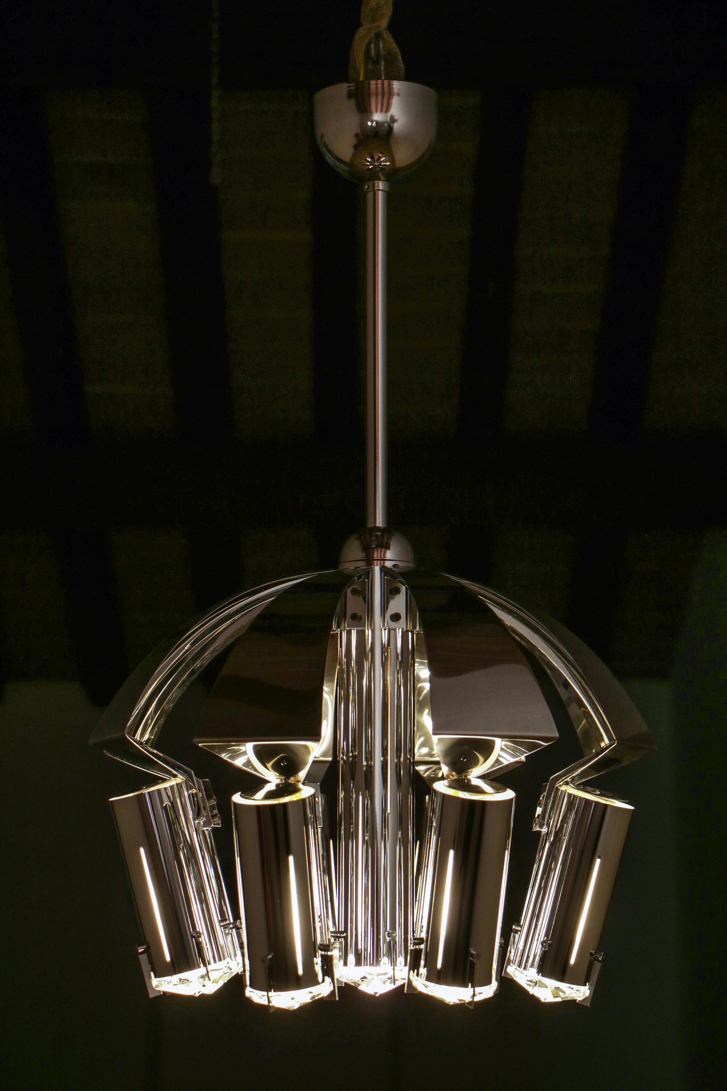 Chromed Chandelier Pendant Ceiling Lamp Attributed to Goffredo Reggiani, 1970s For Sale 7
