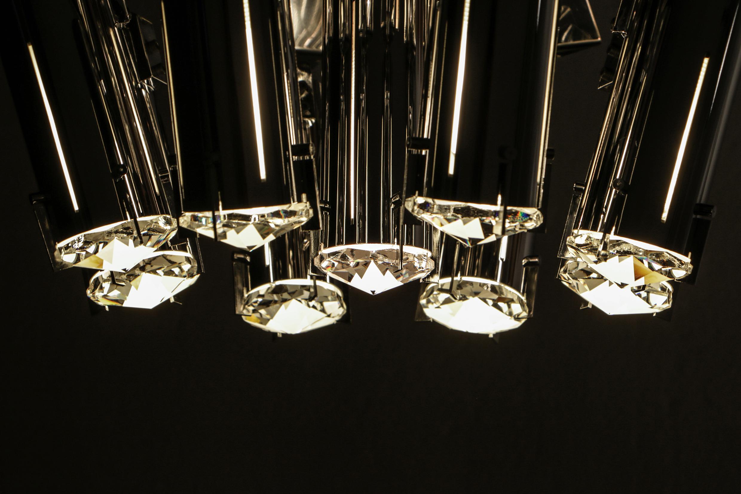 Chromed Chandelier Pendant Ceiling Lamp Attributed to Goffredo Reggiani, 1970s For Sale 9