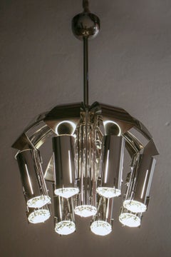 Chromed Chandelier Pendant Ceiling Lamp Attributed to Goffredo Reggiani, 1970s