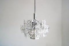 Chromed Chandelier with Crystals design Kinkeldey Germany 1960s