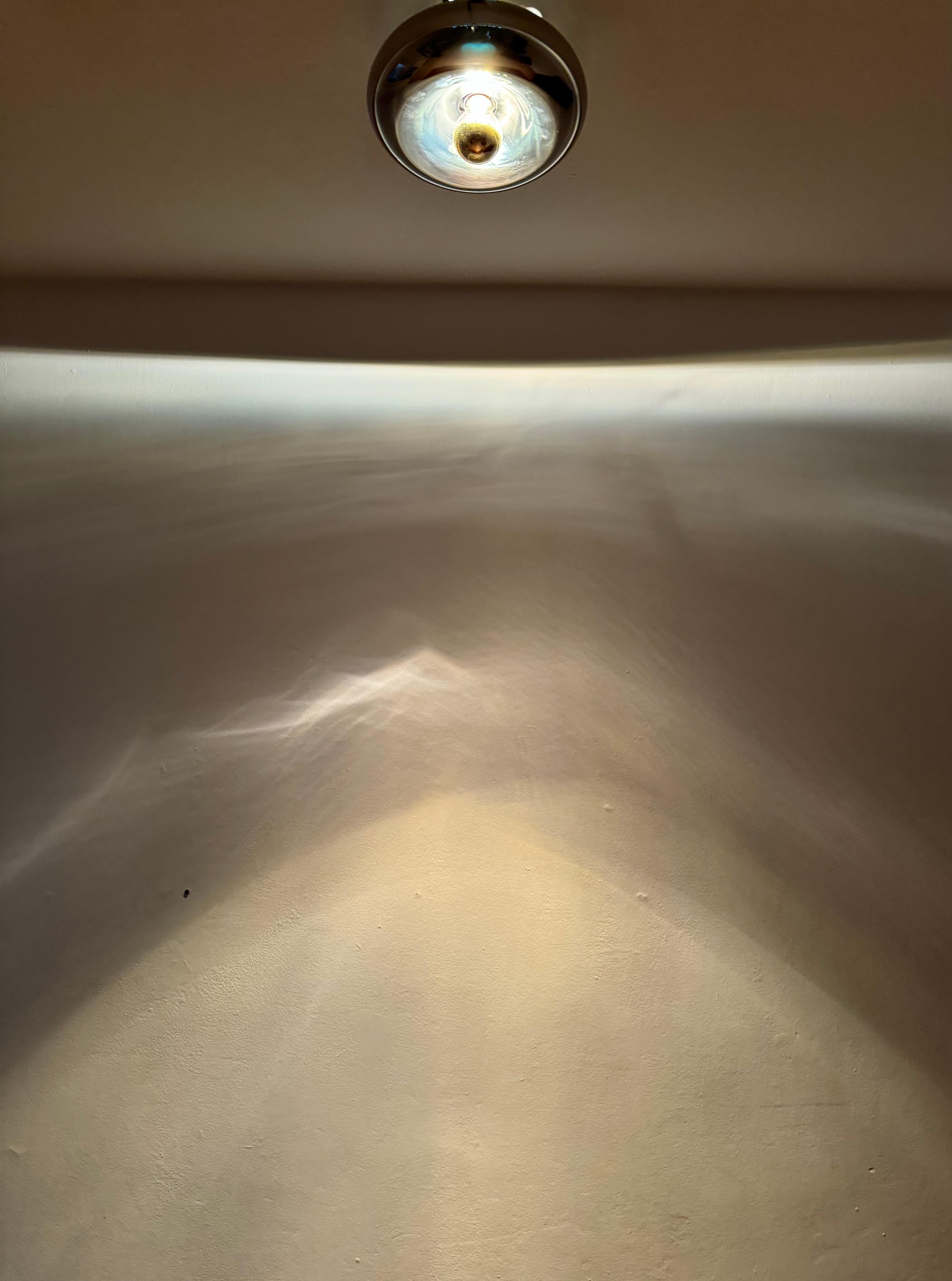 Chromed Donut Shaped Flush Lamp by Luci Cinisello Milano For Sale 3