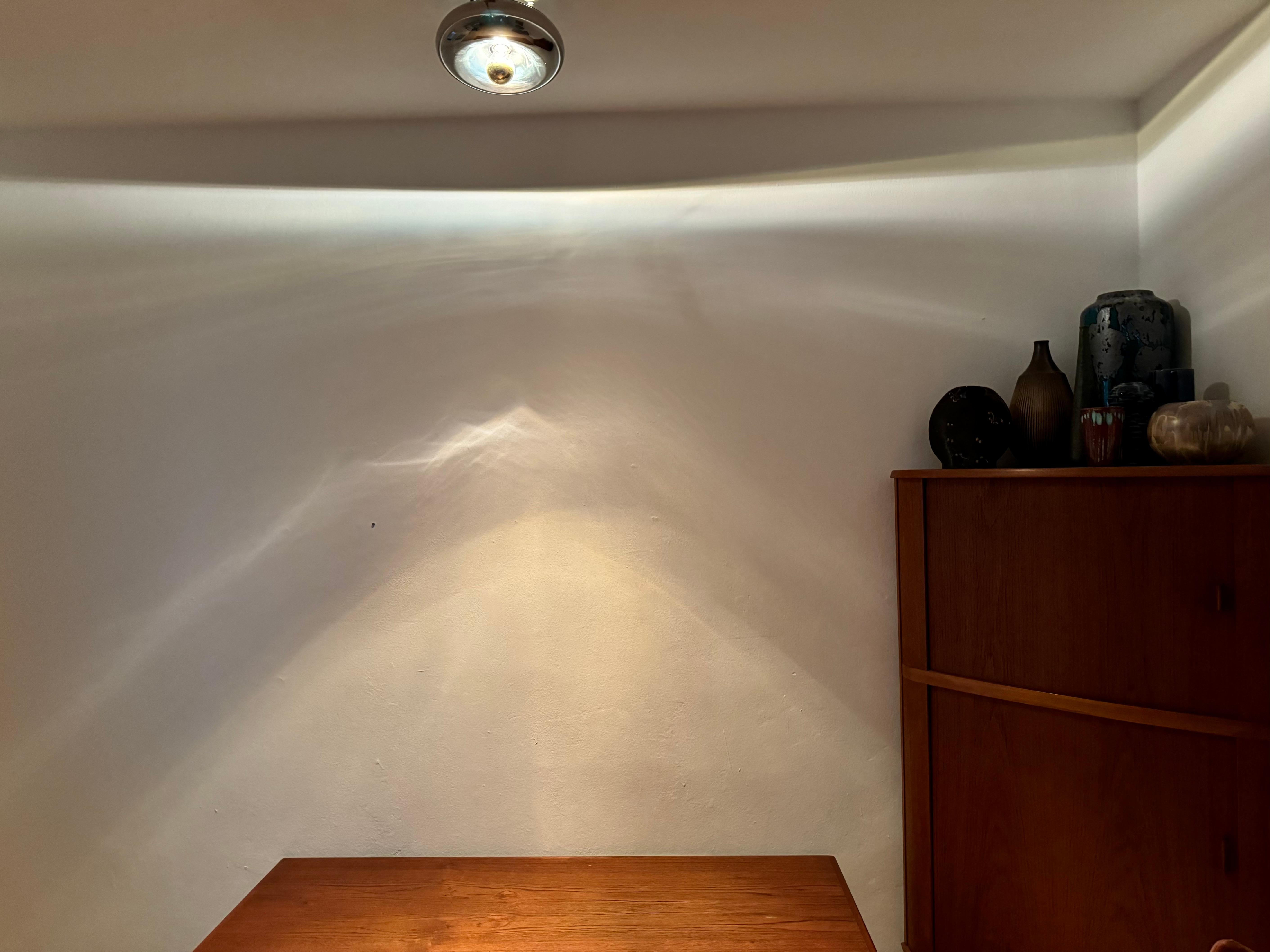 Chromed Donut Shaped Flush Lamp by Luci Cinisello Milano For Sale 4