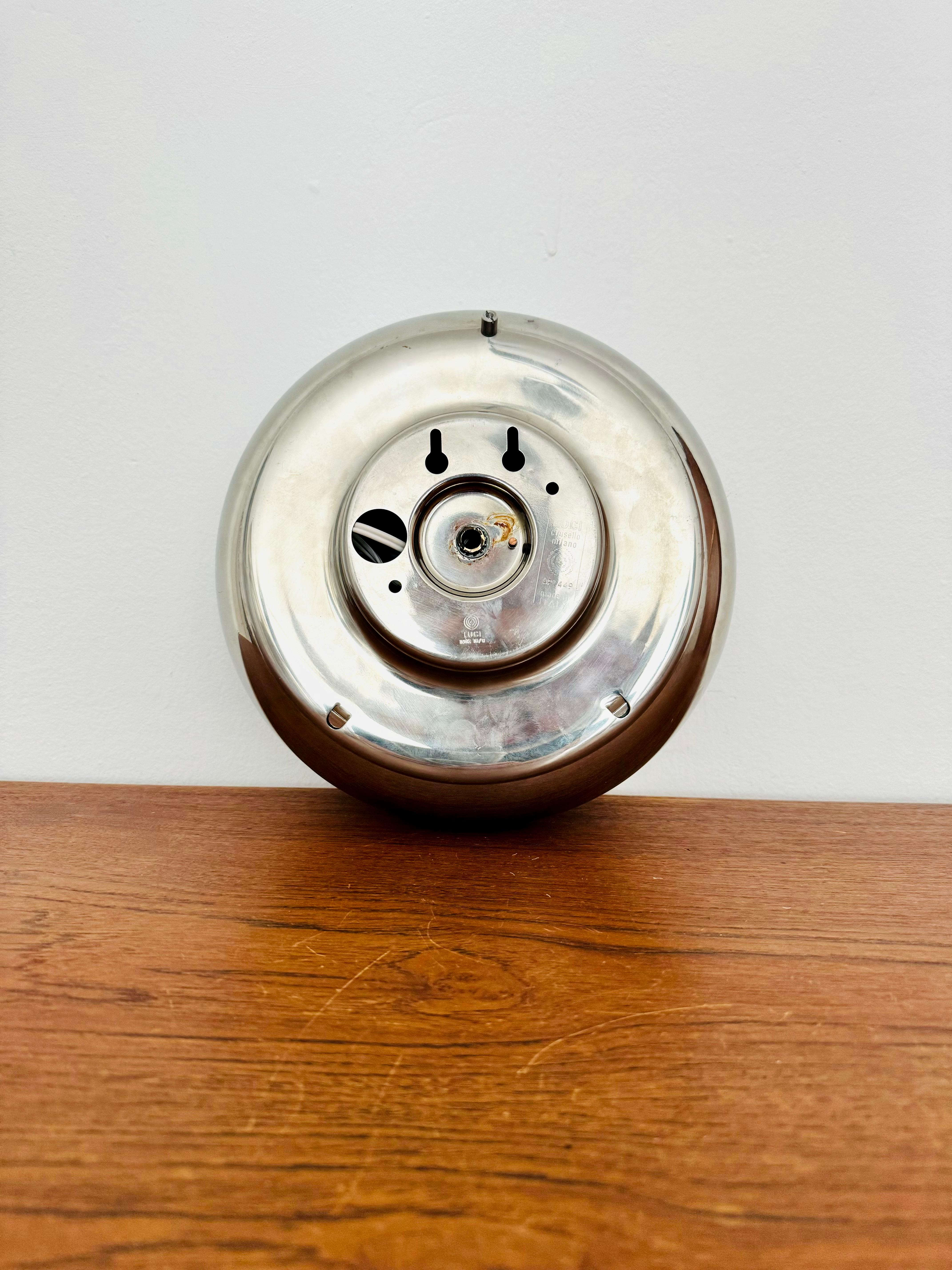 Chromed Donut Shaped Flush Lamp by Luci Cinisello Milano For Sale 8