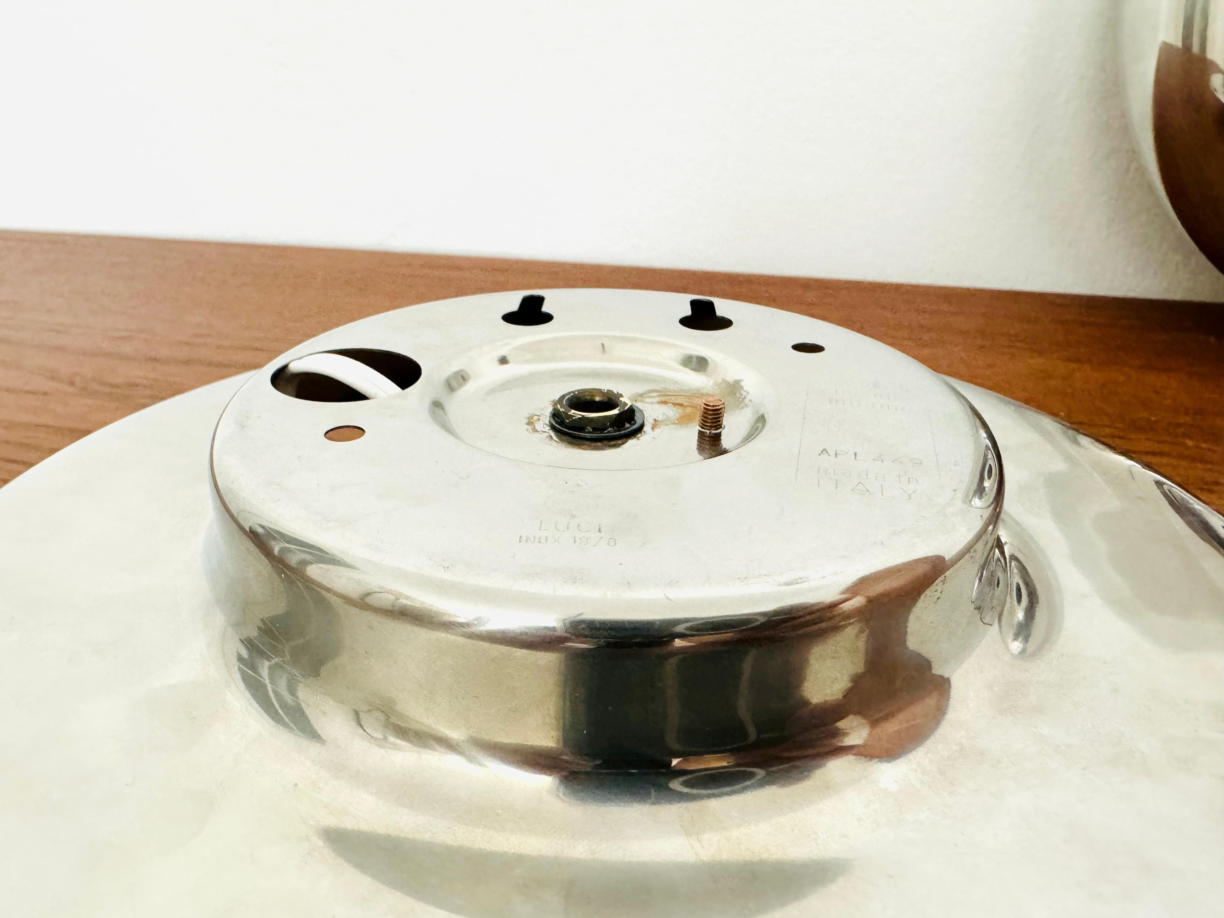 Chromed Donut Shaped Flush Lamp by Luci Cinisello Milano For Sale 11