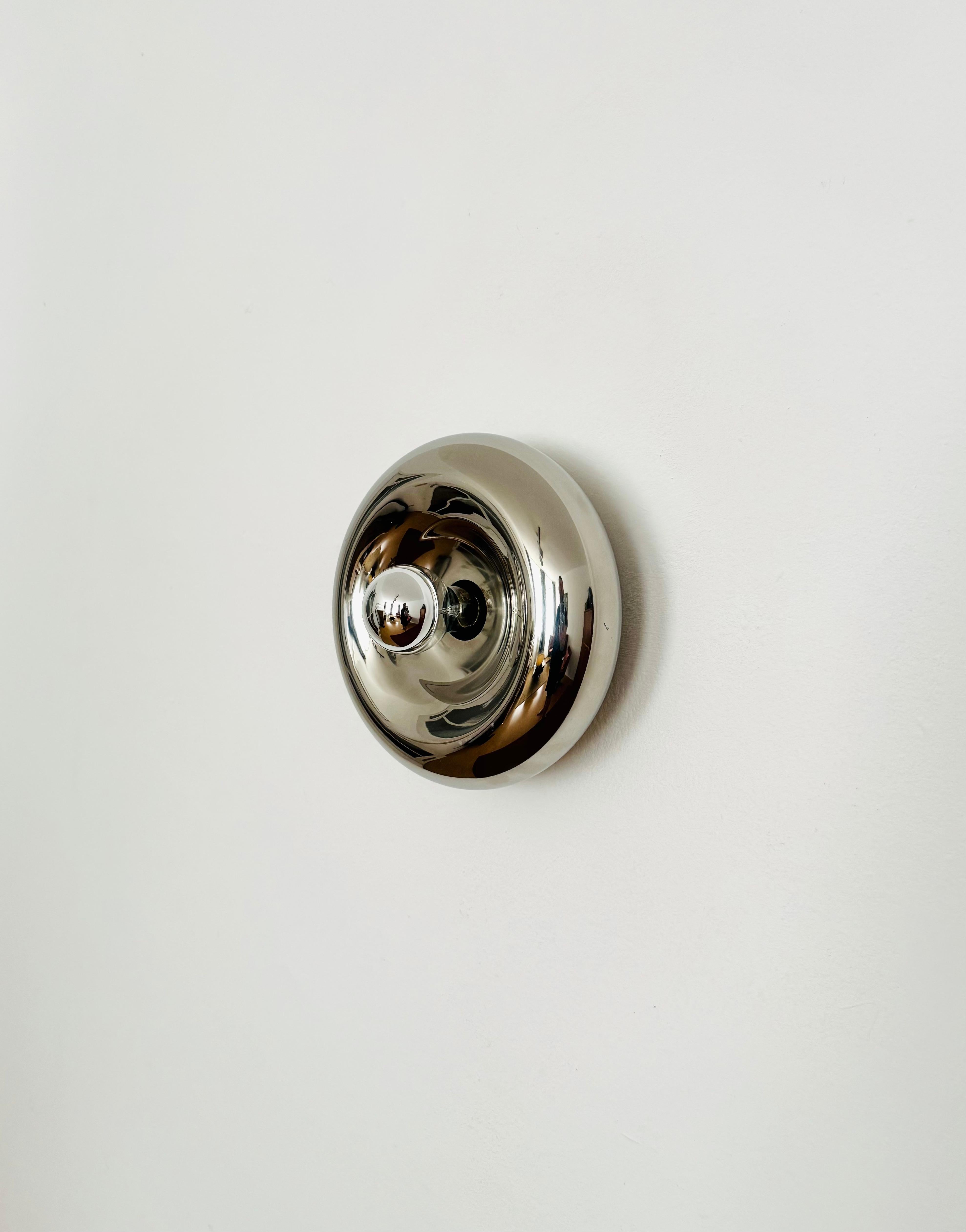 Italian Chromed Donut Shaped Flush Lamp by Luci Cinisello Milano For Sale