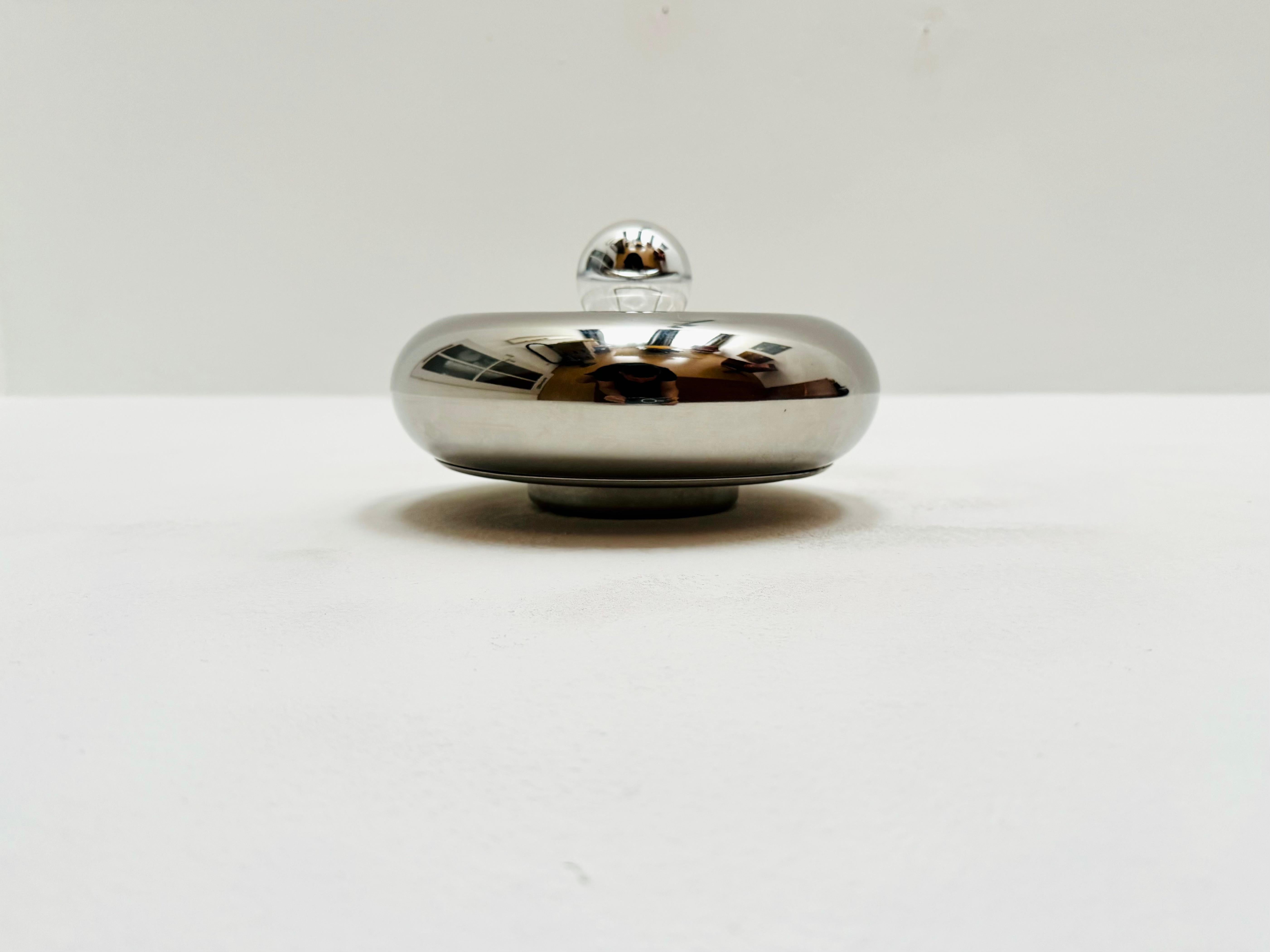 Mid-20th Century Chromed Donut Shaped Flush Lamp by Luci Cinisello Milano For Sale