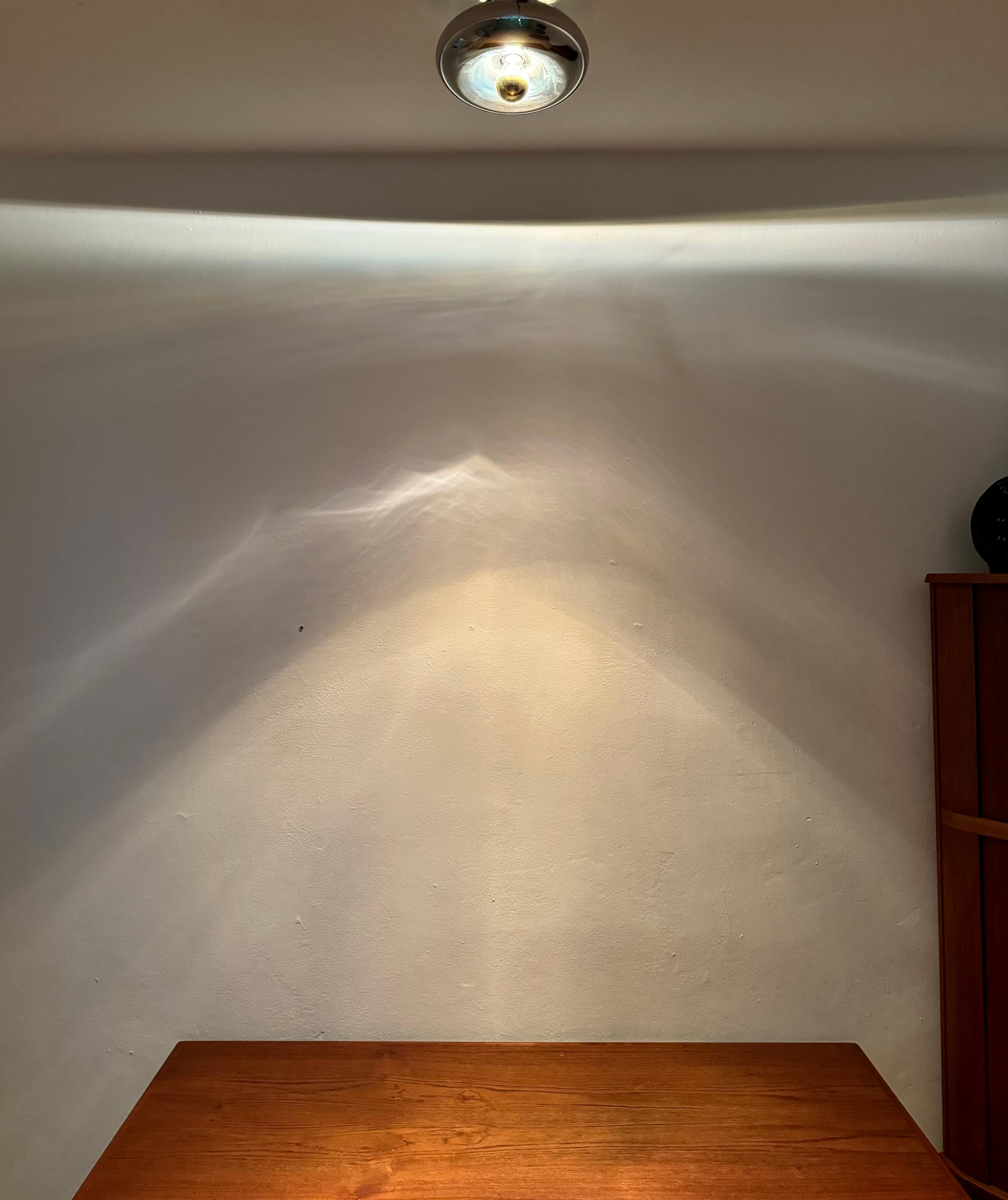 Chromed Donut Shaped Flush Lamp by Luci Cinisello Milano For Sale 1