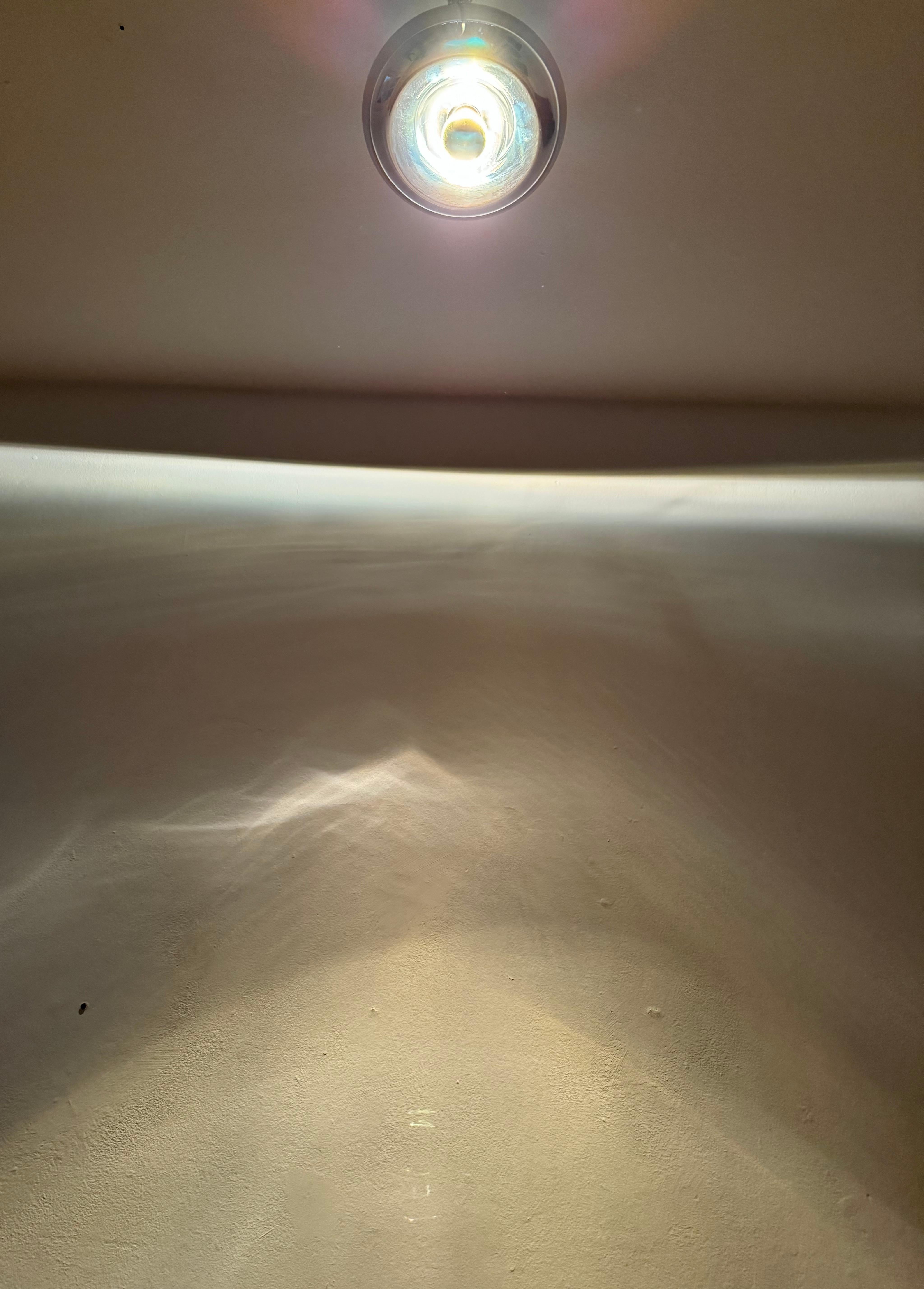 Chromed Donut Shaped Flush Lamp by Luci Cinisello Milano For Sale 2