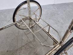 Chromed Faux Bamboo Bar Cart, Orsenigo Italy, 1970s