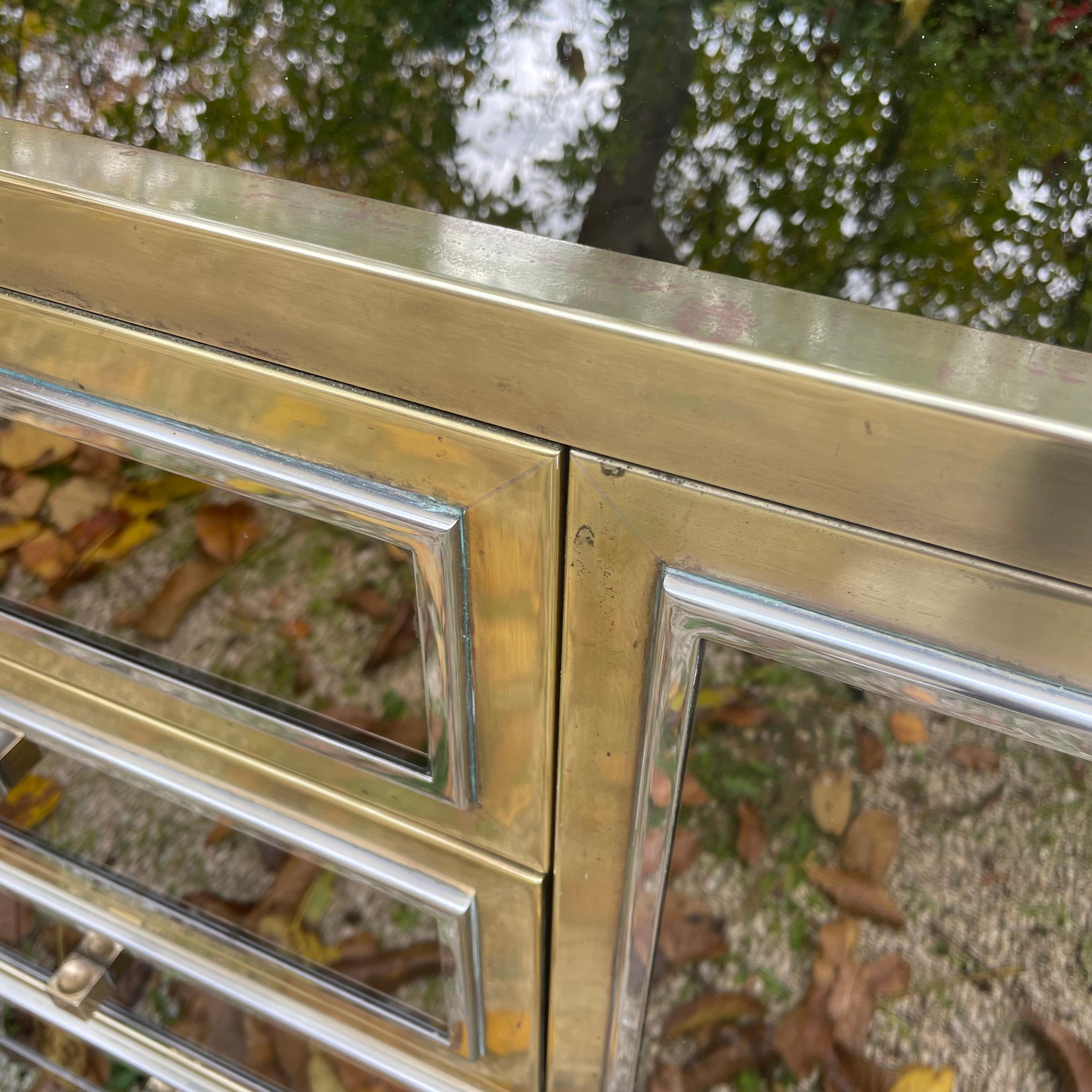 Chromed & Gilded Brass and Mirrored Sideboard by Muchel Pigniere, circa 1970 2