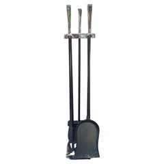 Chromed Handled and Iron Modern Fireplace Tool Set