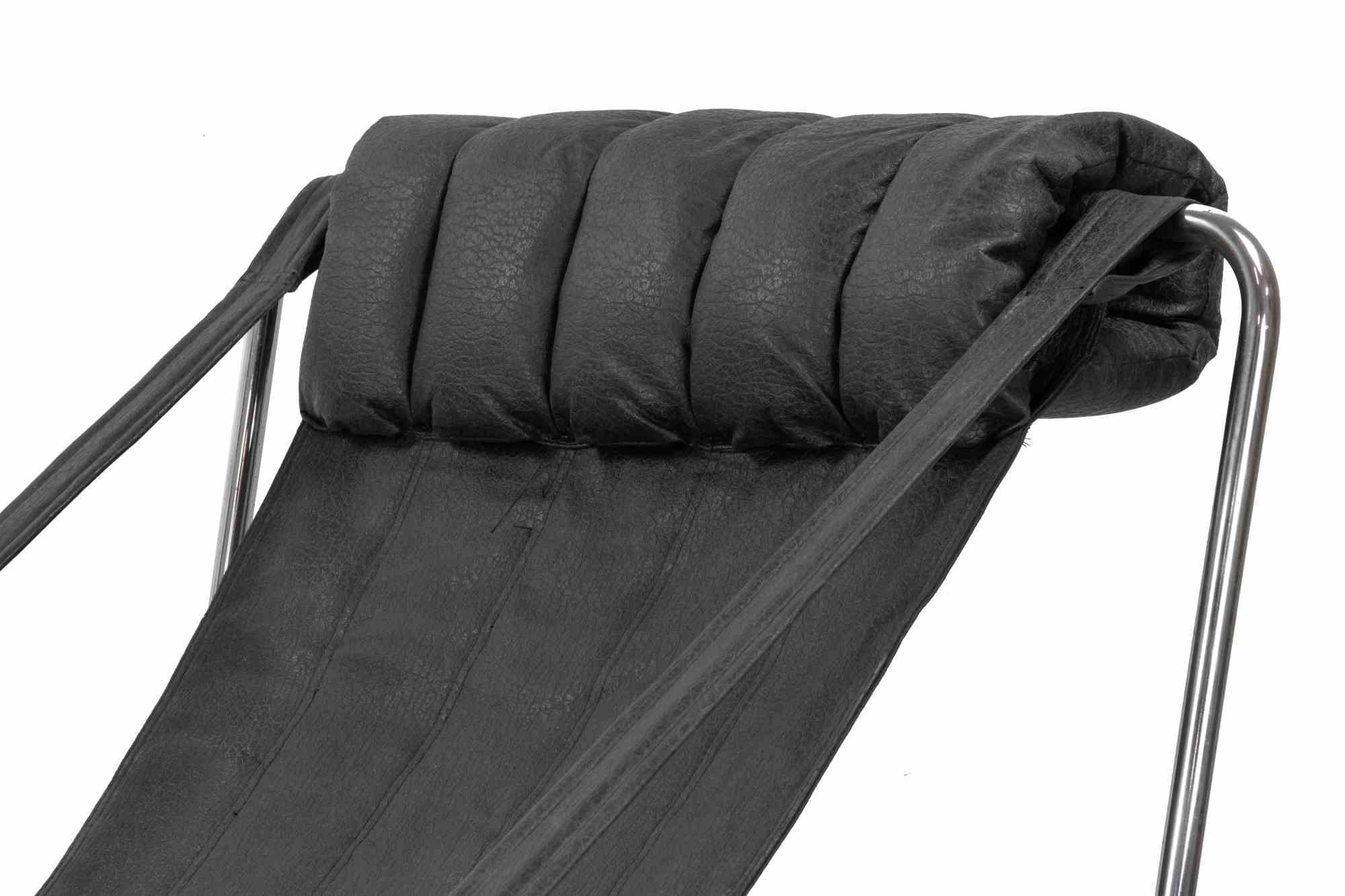 Chaise longue in pelle cromata di Corsini - Wiskemann per Cinova, anni '70 In condizioni buone in vendita a Roma, IT