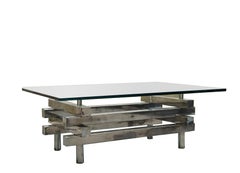 Chromed Metal and Glass Coffee Table, Italy 1970s
