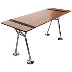 Chromed Metal and Laminated Plastic Desk Nomos by Norman Foster for Tecno, 1987