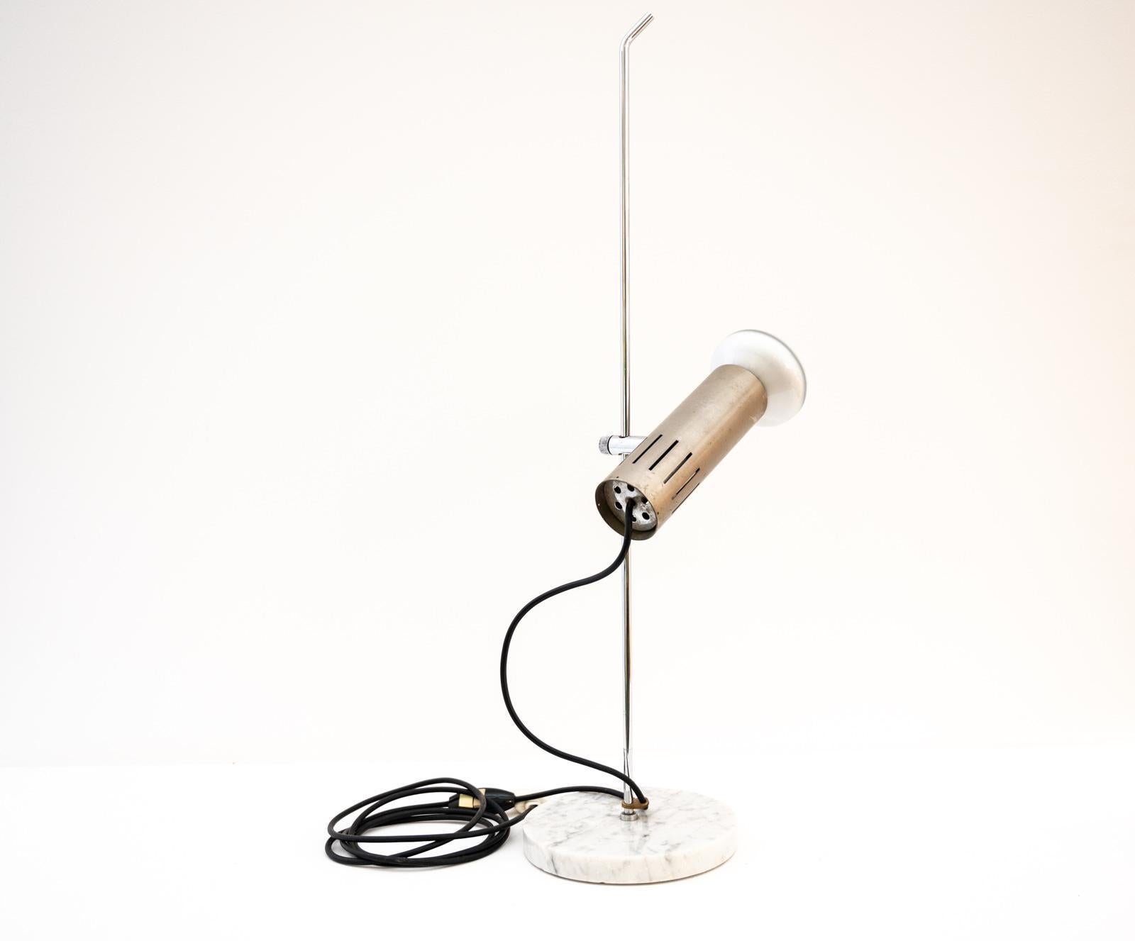 Chromed Metal and Marble Table Lamp by Alain Richard For Sale 1
