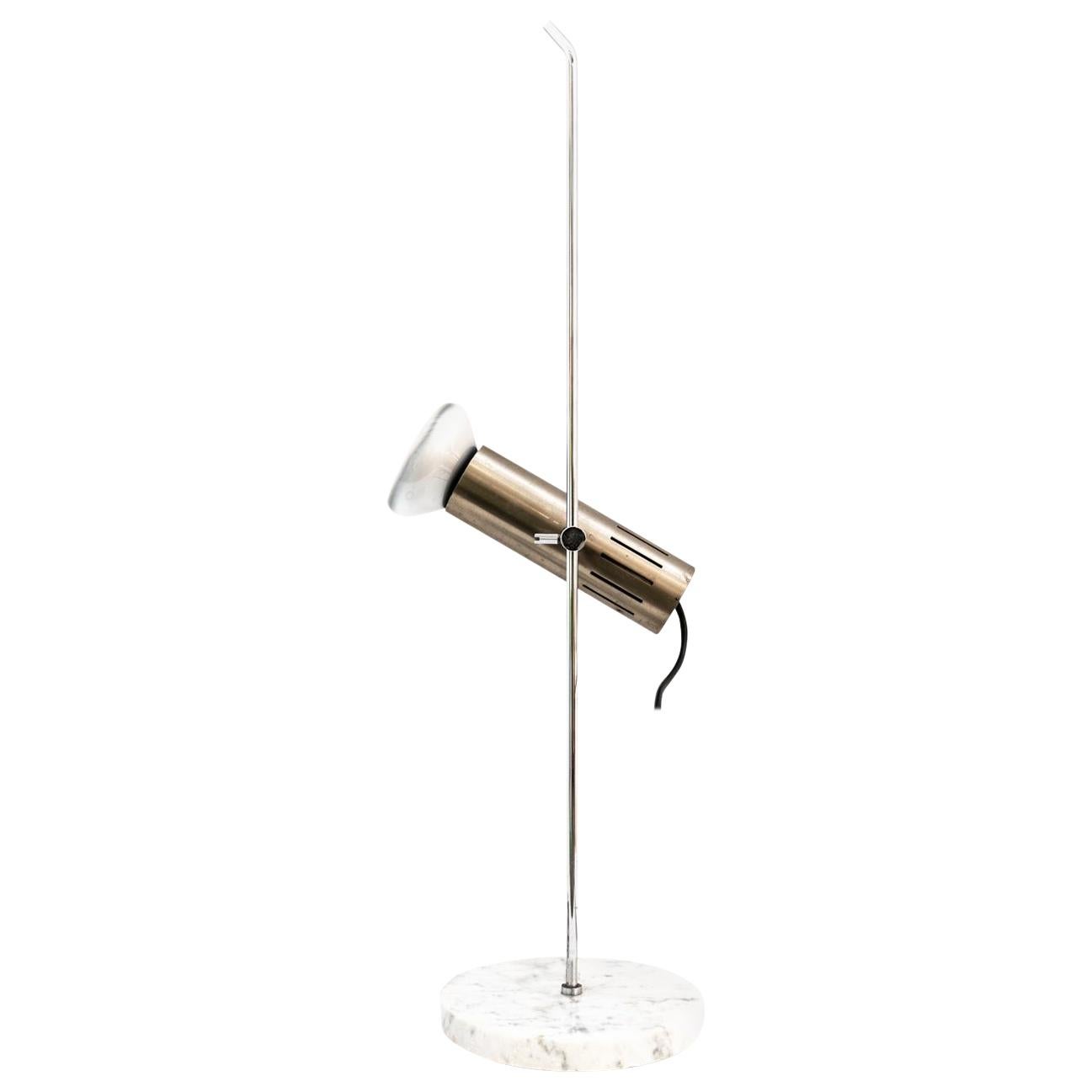 Chromed Metal and Marble Table Lamp by Alain Richard For Sale