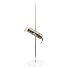 Chromed Metal and Marble Table Lamp by Alain Richard
