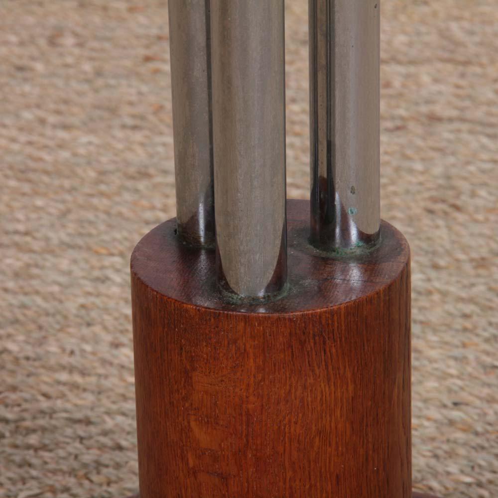 Metà XX secolo Chromed metal and oak modernist end table, 1930s in vendita