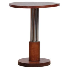 Chromed metal and oak modernist end table, 1930s