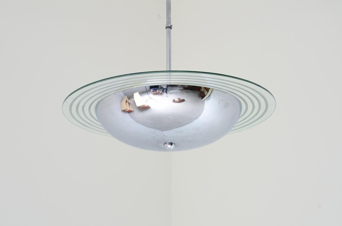 Mid-Century Modern Chromed metal chandelier For Sale