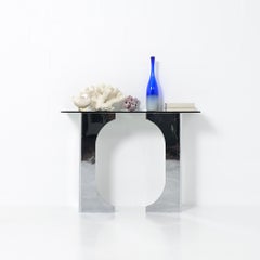 Chromed Metal Console Table