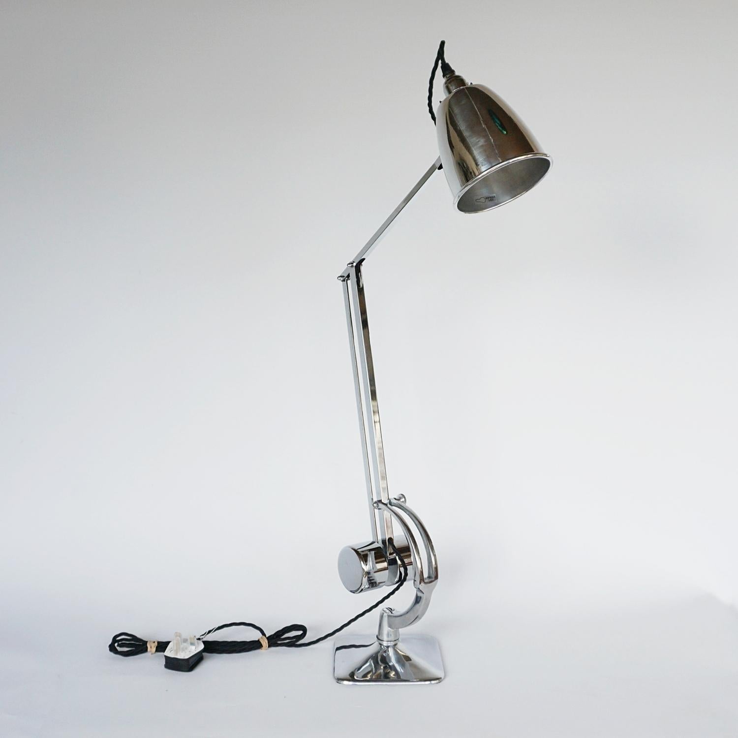 Mid-Century Modern Chromed Metal Desk Lamp by Hadrill & Horstmann Circa 1950