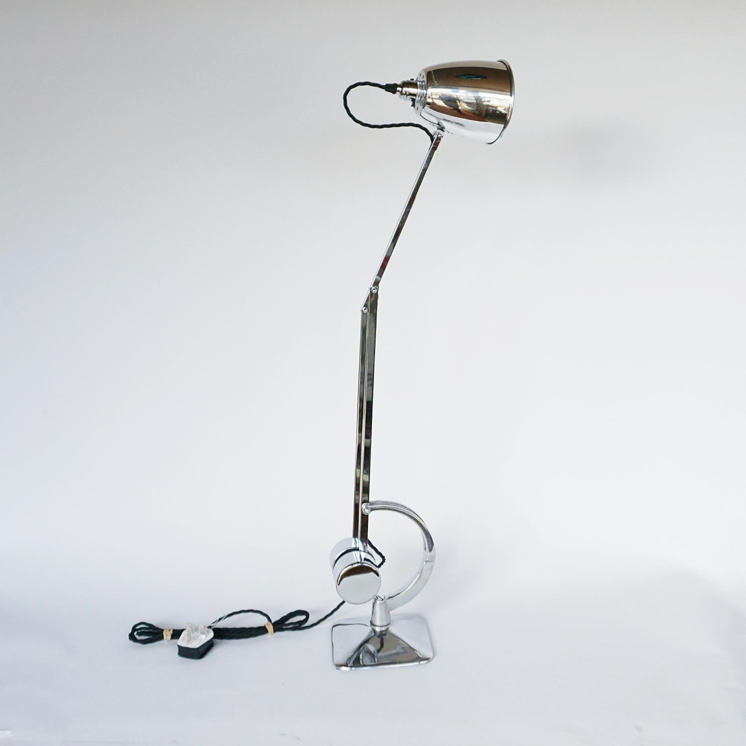 English Chromed Metal Desk Lamp by Hadrill & Horstmann Circa 1950