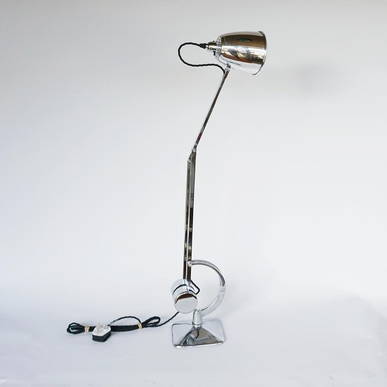 English Chromed Metal Desk Lamp by Hadrill & Horstmann Circa 1950 For Sale