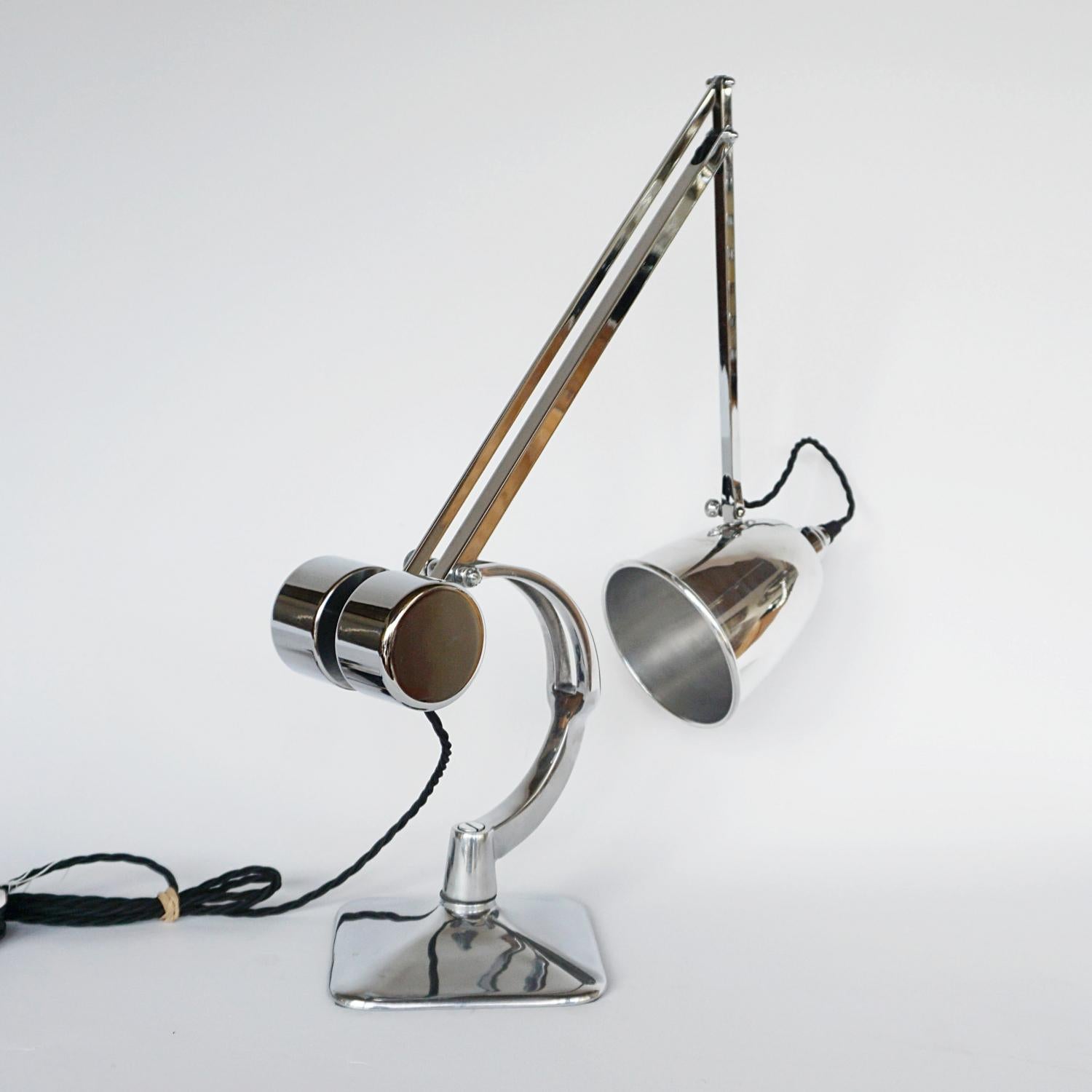 Chromed Metal Desk Lamp by Hadrill & Horstmann Circa 1950 In Good Condition In Forest Row, East Sussex