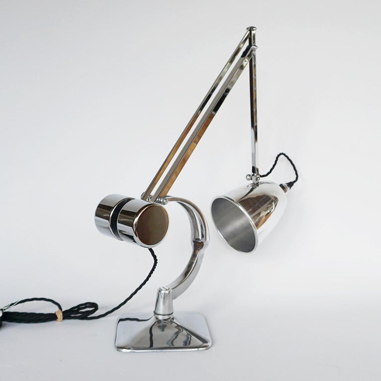 Chromed Metal Desk Lamp by Hadrill & Horstmann Circa 1950 In Good Condition For Sale In Forest Row, East Sussex