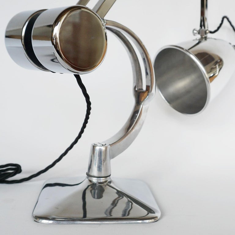 Mid-20th Century Chromed Metal Desk Lamp by Hadrill & Horstmann Circa 1950 For Sale