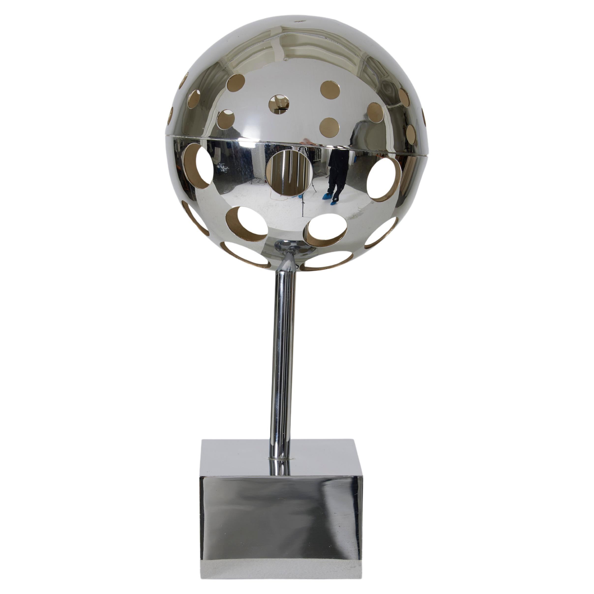 Chrome metal lamp by French designer Sabine Charoy, mid-20th century For Sale