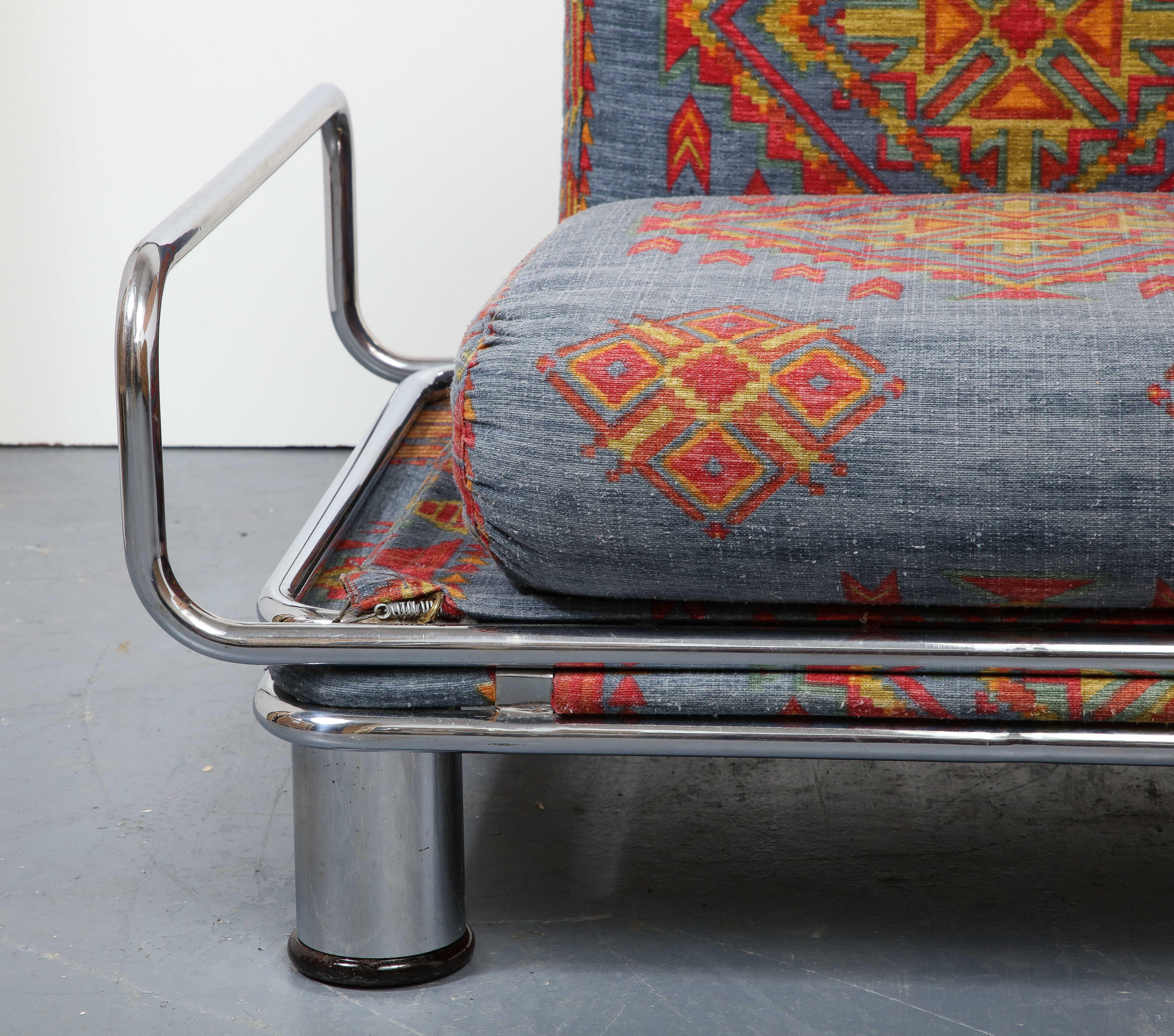 Mid-Century Modern Chromed Metal Lounge Chair by Gianfranco Frattini, Italy, circa 1970 For Sale