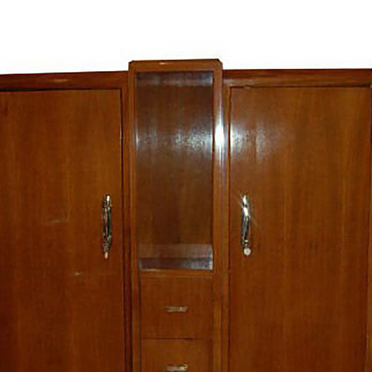 Chromed metal mounted rosewood Cabinet by Dominique In Excellent Condition In Pompano Beach, FL
