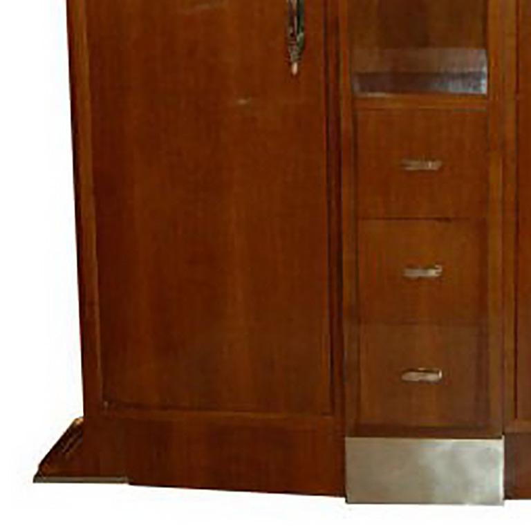 Chromed metal mounted rosewood Cabinet by Dominique For Sale 1