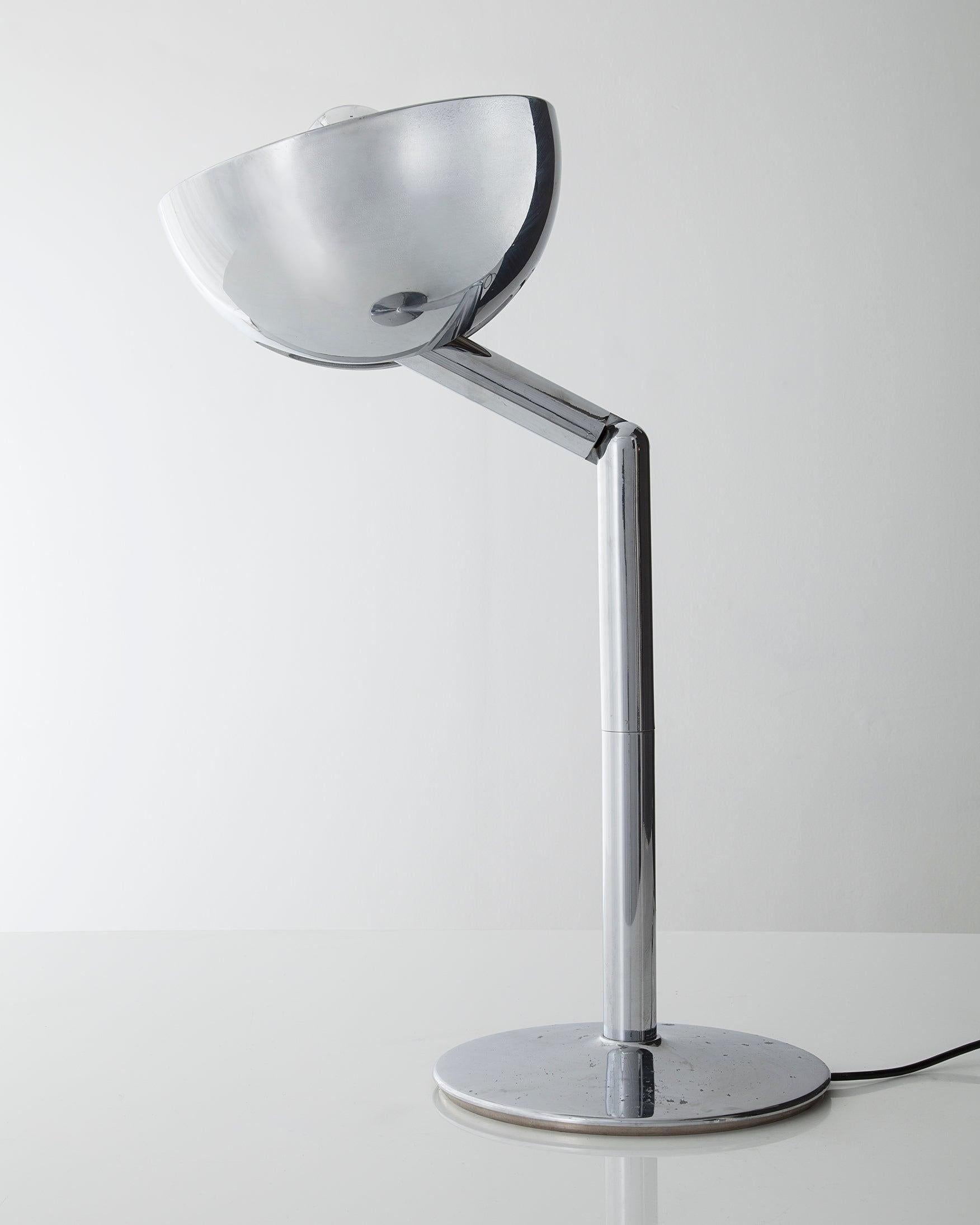 Italian Chromed Metal Table Lamp by Adalberto Dal Lago