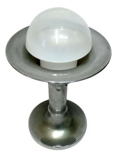 Chromed Metal Table Lamp with Murano Glass Diffuser, 1970s