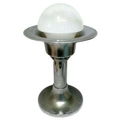 Used Chromed Metal Table Lamp with Murano Glass Diffuser, 1970s
