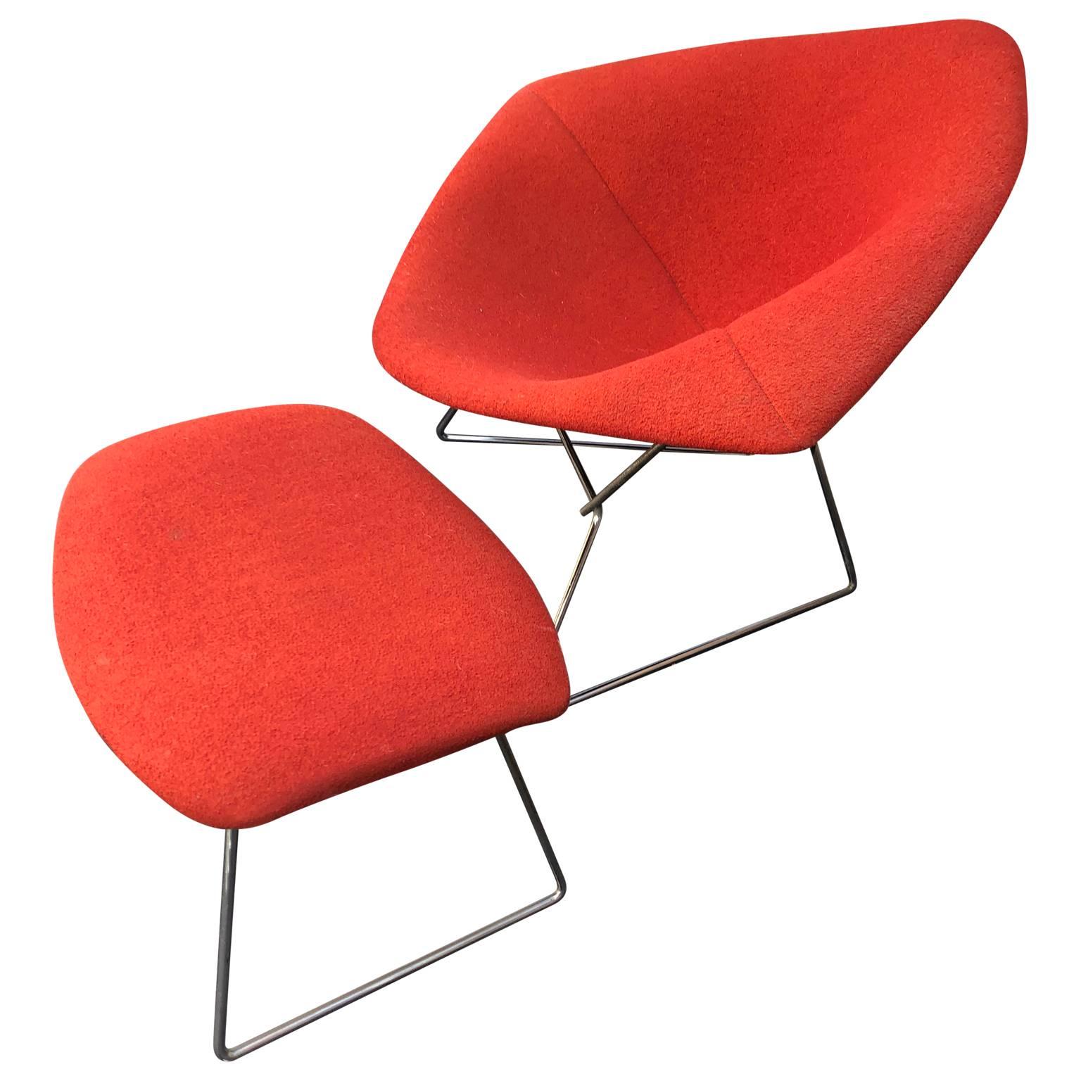 Harry Bertoia Diamond Chair und Ottomane für Knoll, ca. 1950er Jahre (amerikanisch) im Angebot