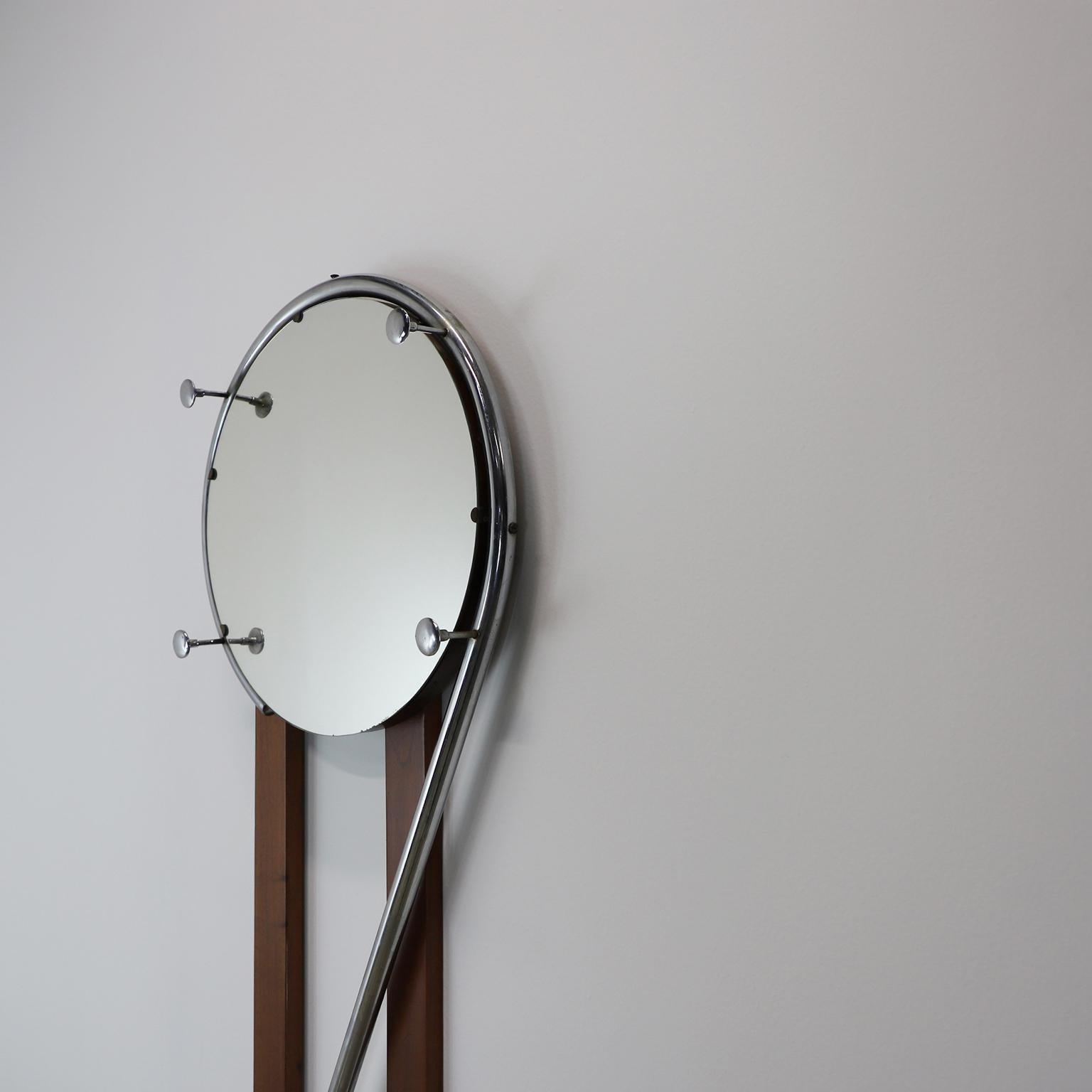 Mexican Chromed Mirror Bauhaus Style. For Sale
