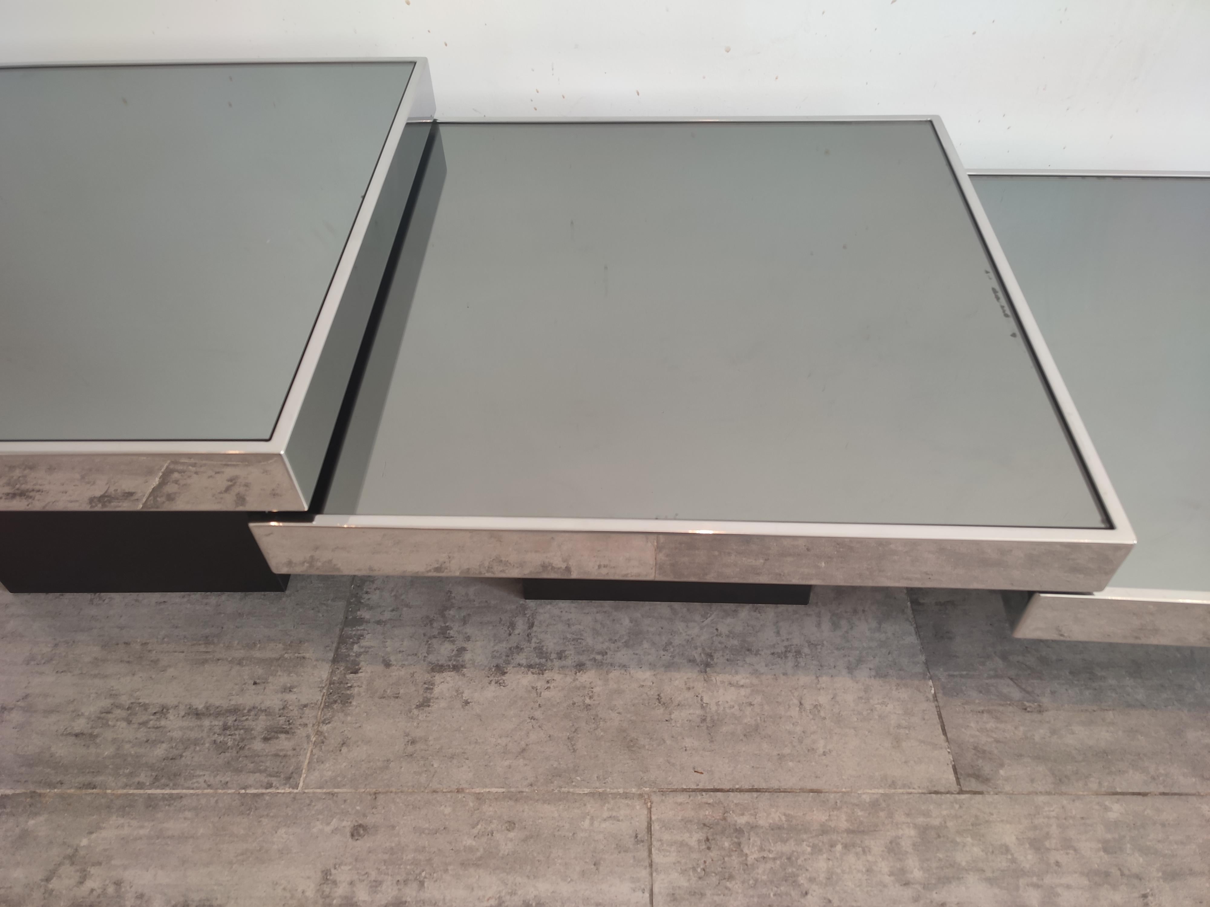 Mid-Century Modern Chromed Mirrored Coffee Tables from Cidue, Set of 3, Willy Rizzo