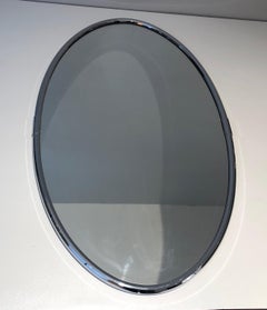 Chromed Oval Mirror in the Art Deco Style