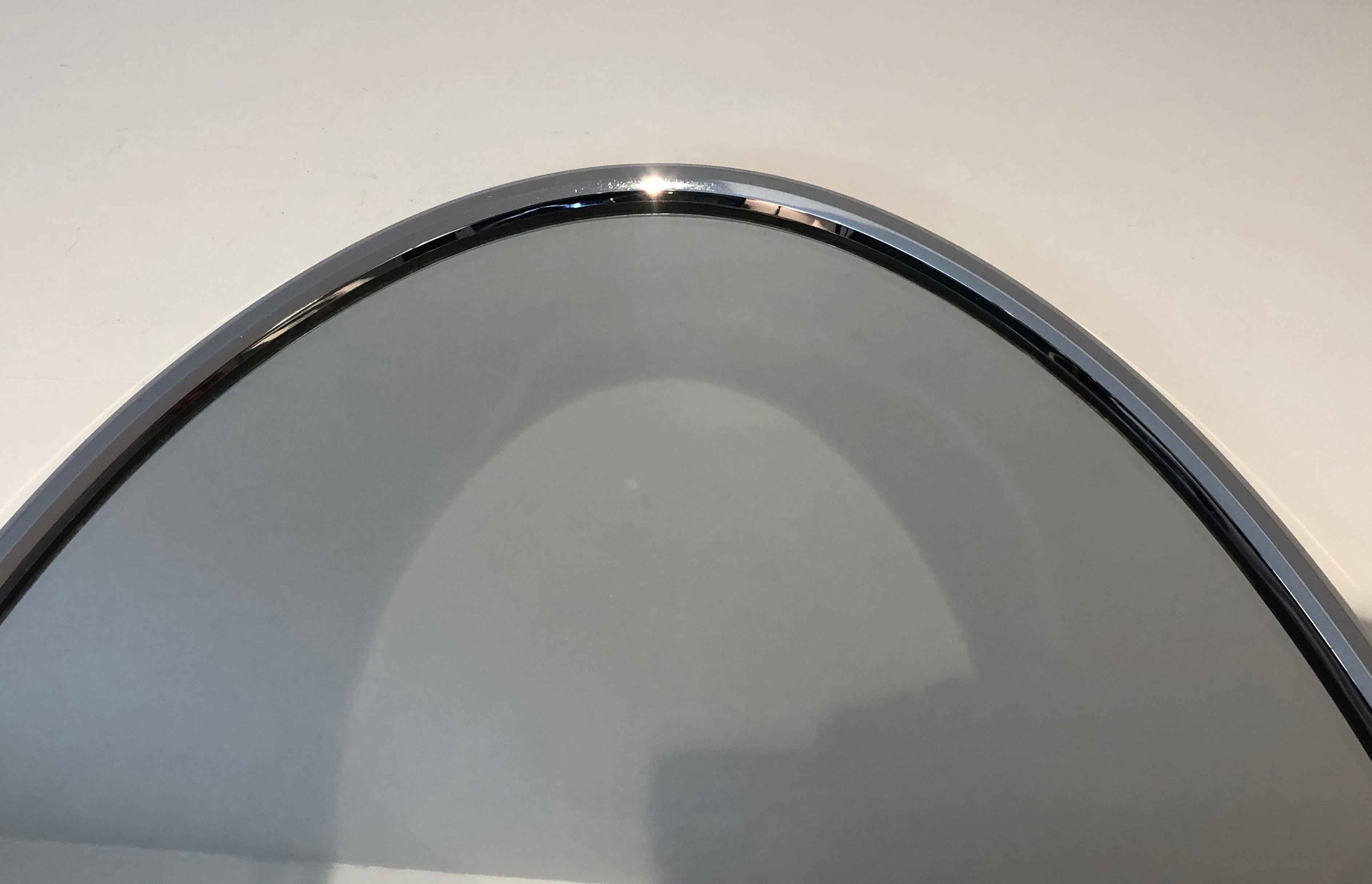 Chromed Oval Mirror in the Art Deco Style In Good Condition For Sale In Marcq-en-Barœul, Hauts-de-France