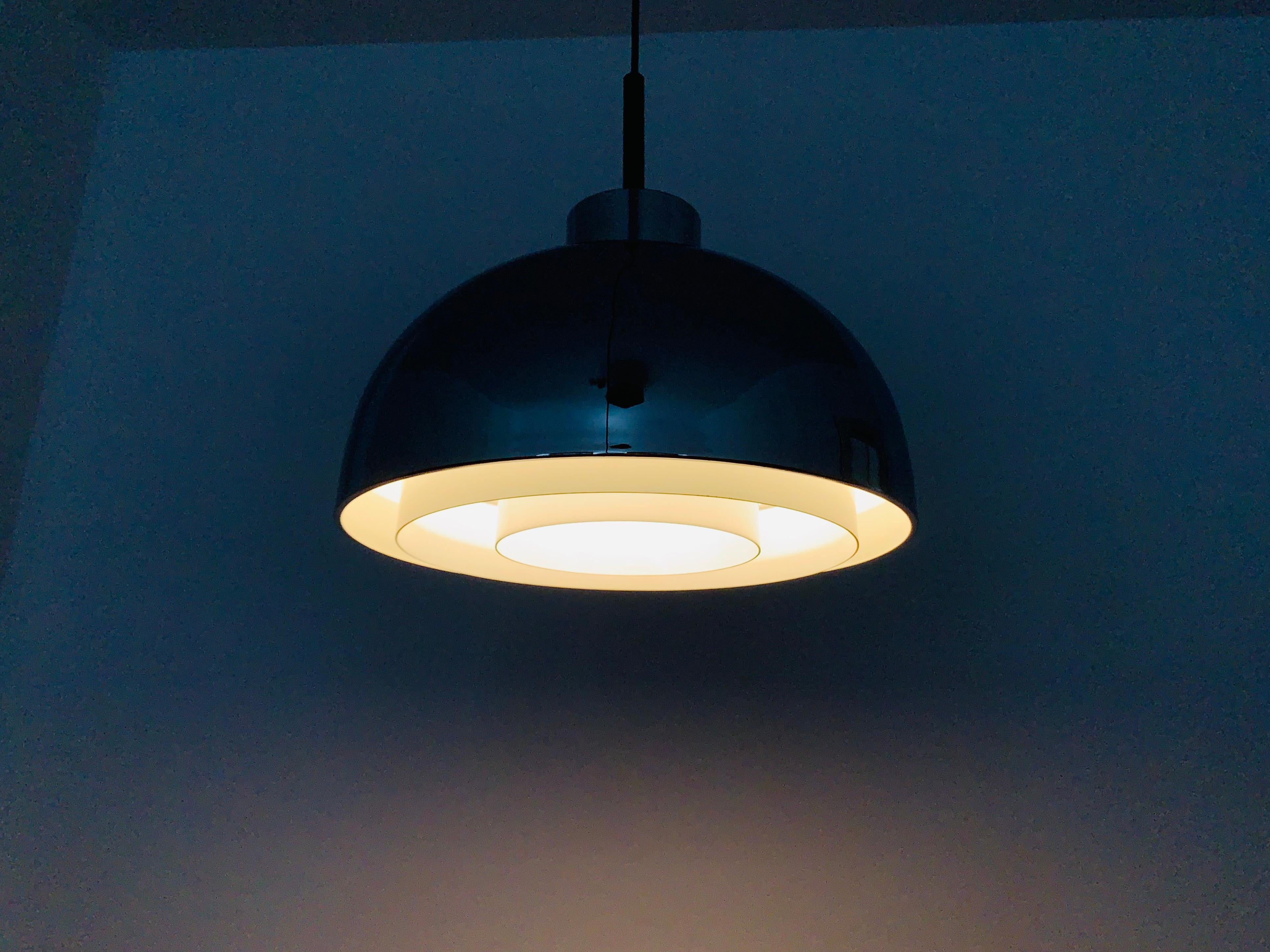 Chromed Pendant Lamp by Doria For Sale 3