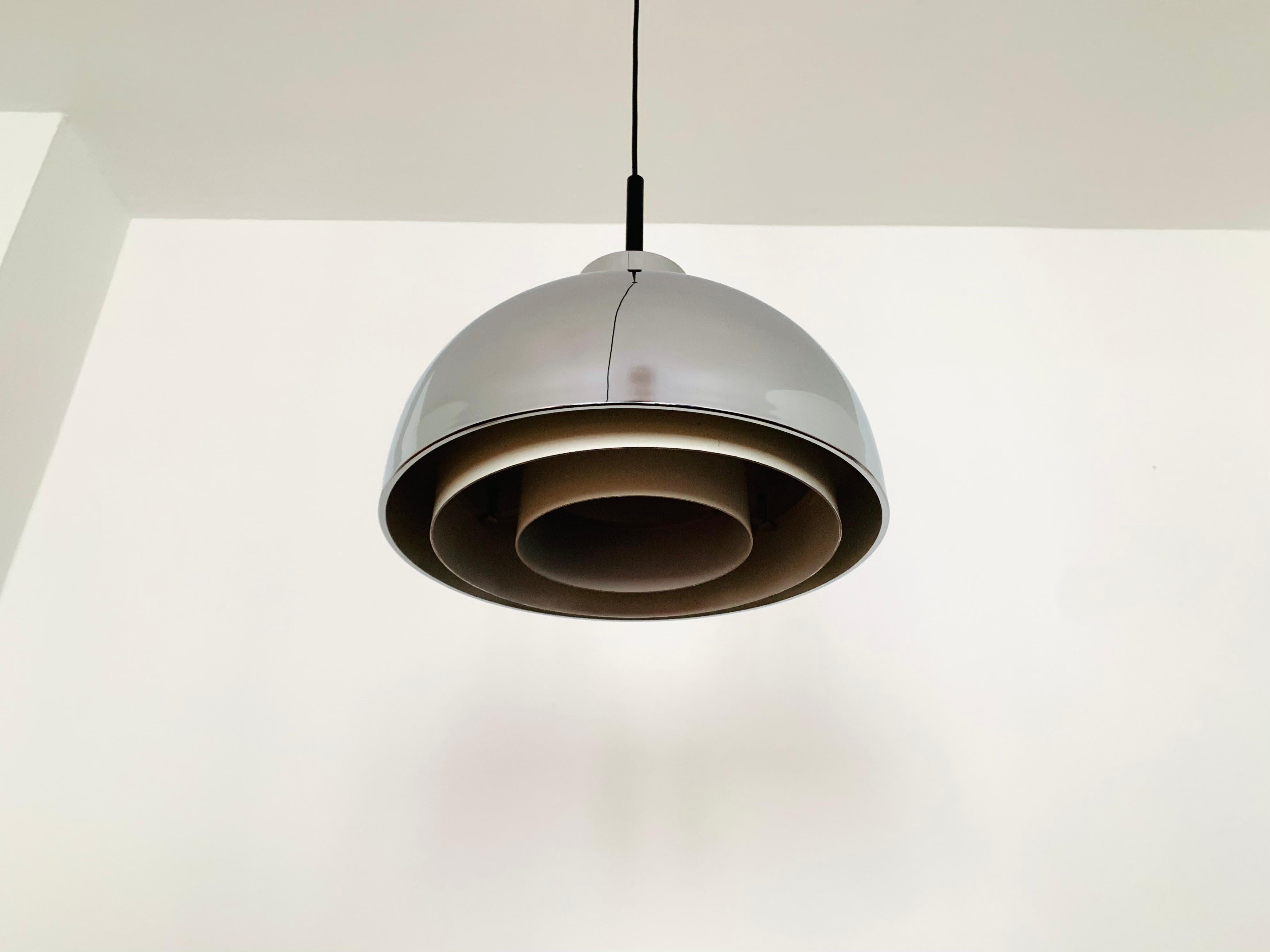 Mid-Century Modern Chromed Pendant Lamp by Doria For Sale