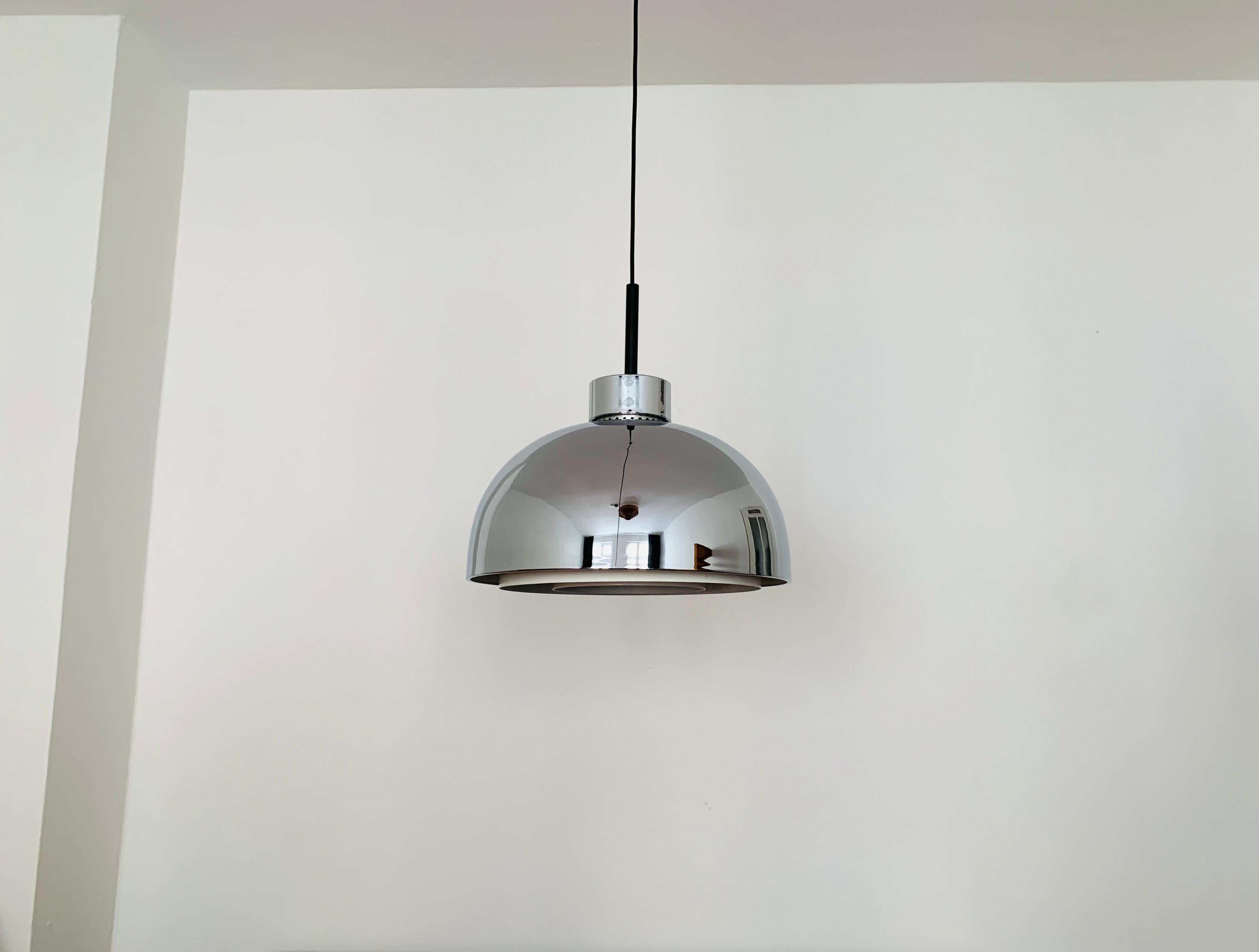 German Chromed Pendant Lamp by Doria For Sale