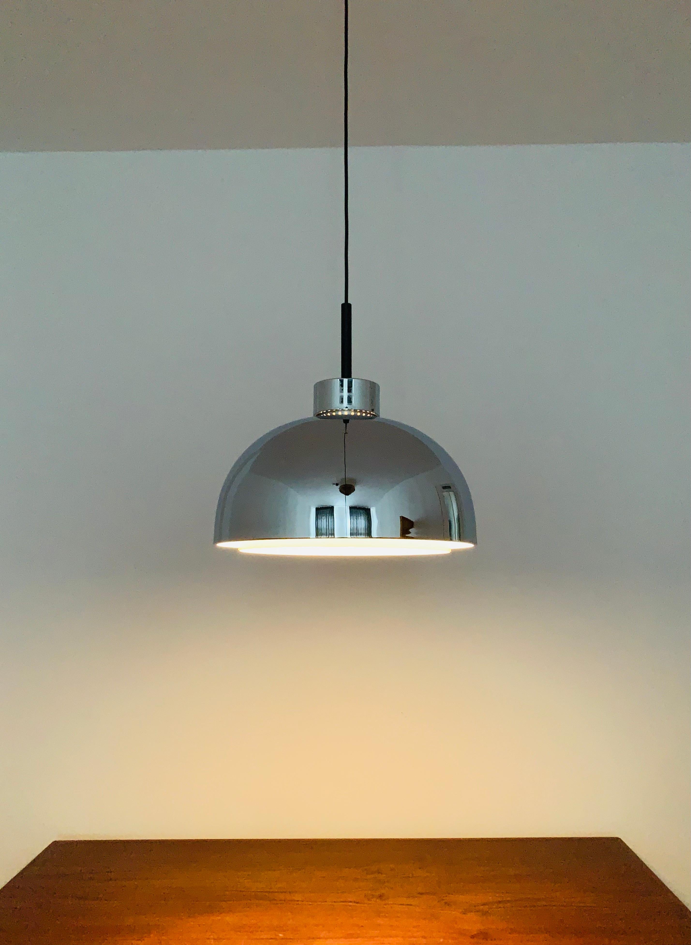 Chromed Pendant Lamp by Doria For Sale 1