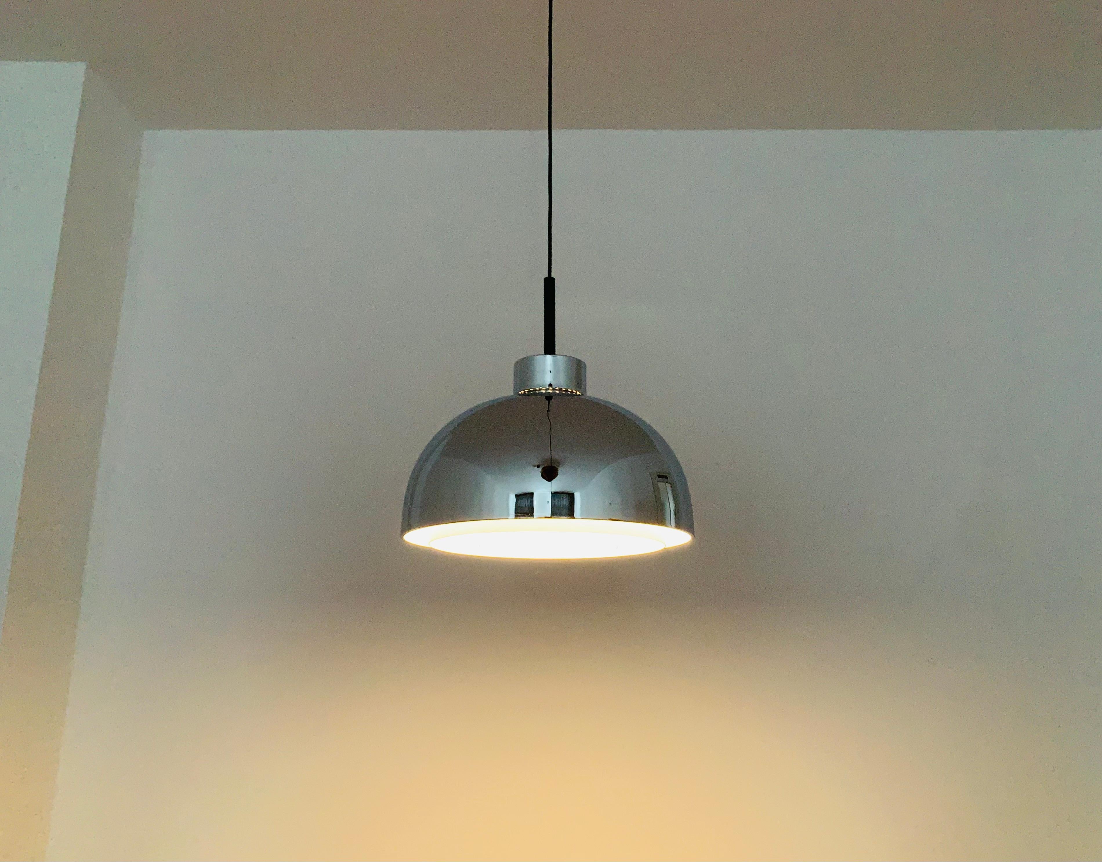 Chromed Pendant Lamp by Doria For Sale 2