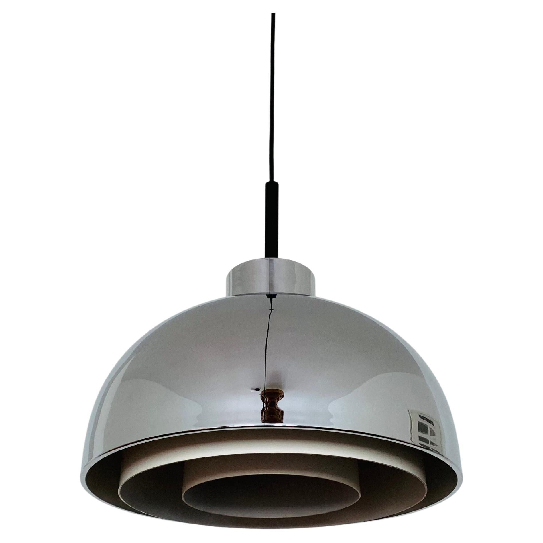 Chromed Pendant Lamp by Doria For Sale