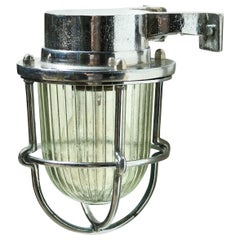 Chromed-Plated Brass Wall Light, Glass with Wide Stripes, circa 1950s